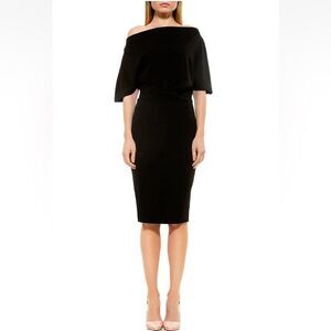 NEW Alexia Admor  Olivia Draped One-Shoulder Dress Size XS Black